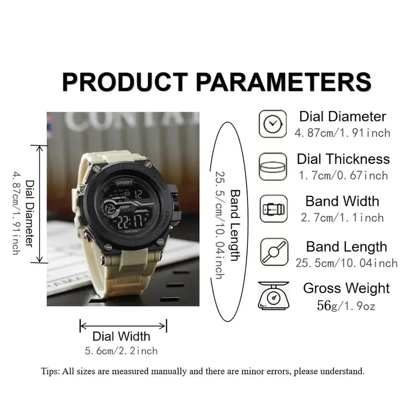 Men's Digital Sports Watch -LED Display