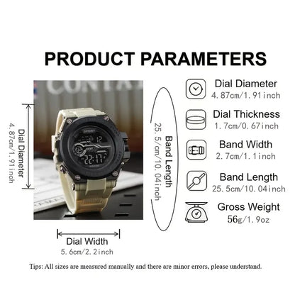 Men's Digital Sports Watch -LED Display