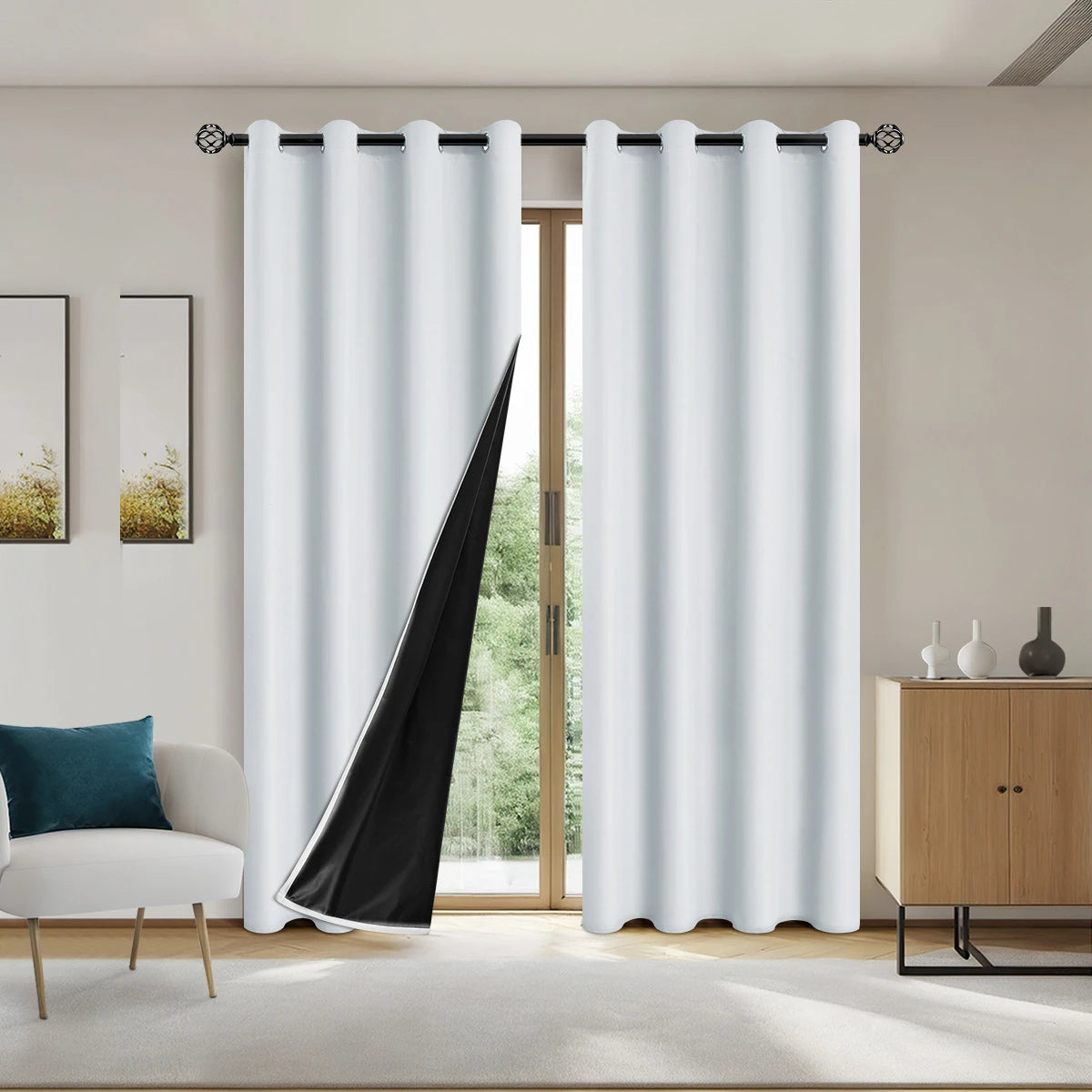 Modern Blackout Curtains - 100% Polyester, UV Protection