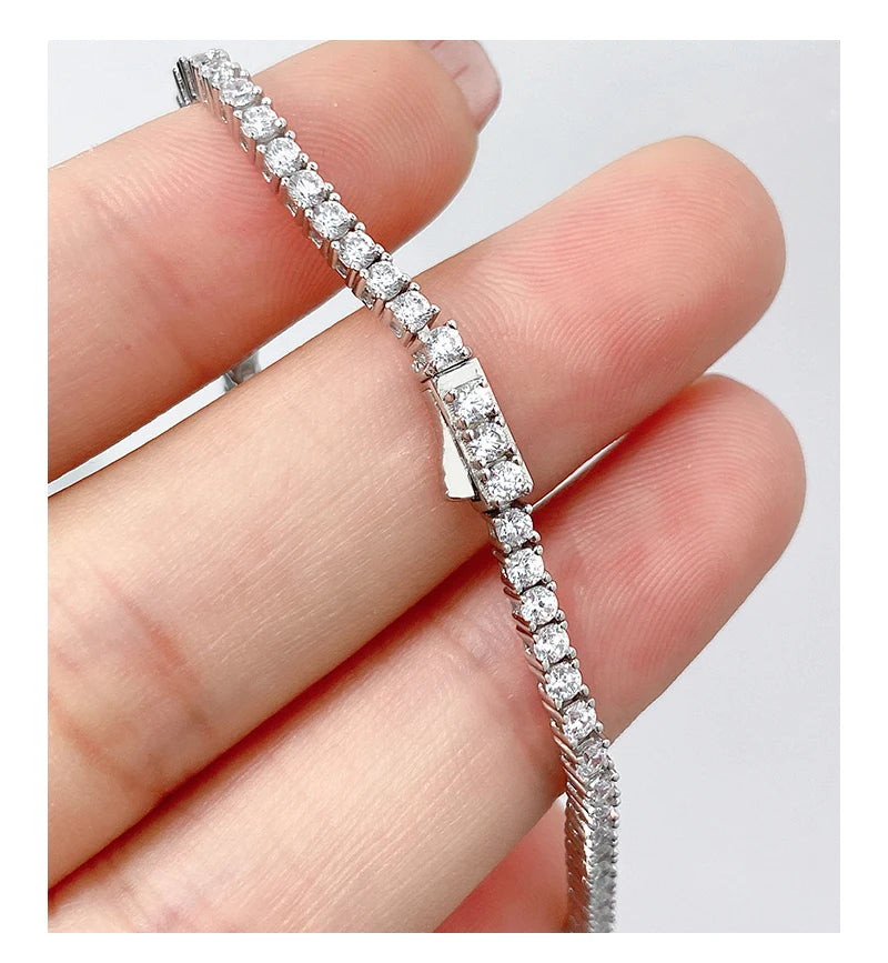 Moissanite Tennis Chain Bracelets 925 Sterling Silver