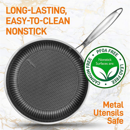 Stainless Steel Nonstick Frying Pan with Lid 28cm