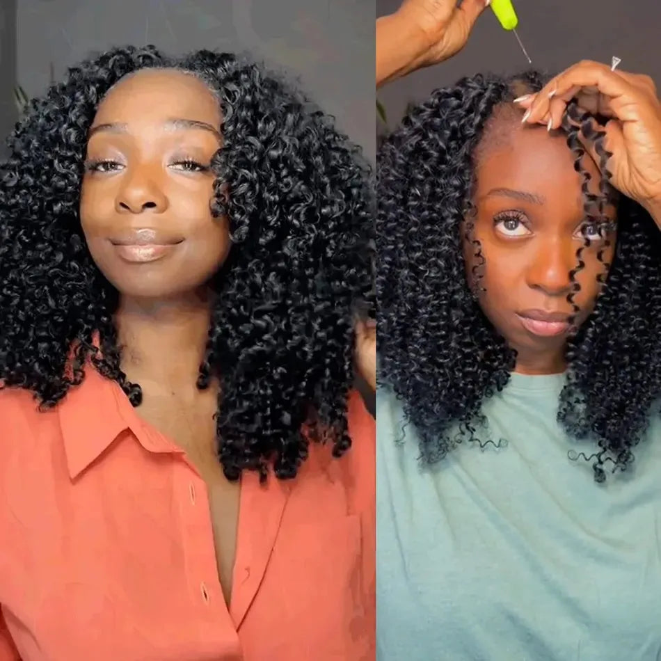 12A Curly Crochet Human Hair Extensions Deep Pixie Curls