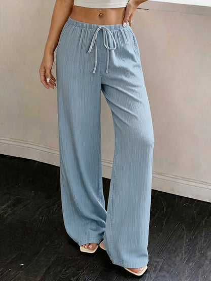 Women's Casual Solid-Color Wide-Leg Pants