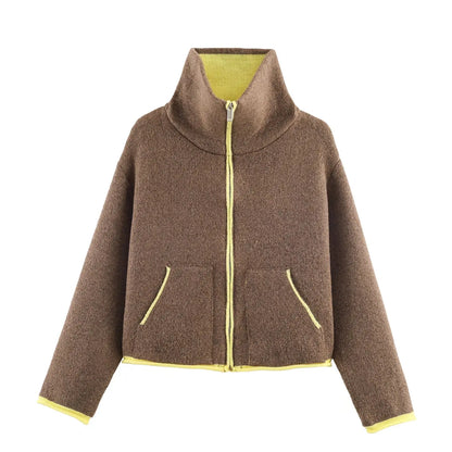 Casual Zipper Jacket Coat for Women in Polyester