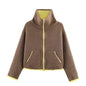 Casual Zipper Jacket Coat for Women in Polyester