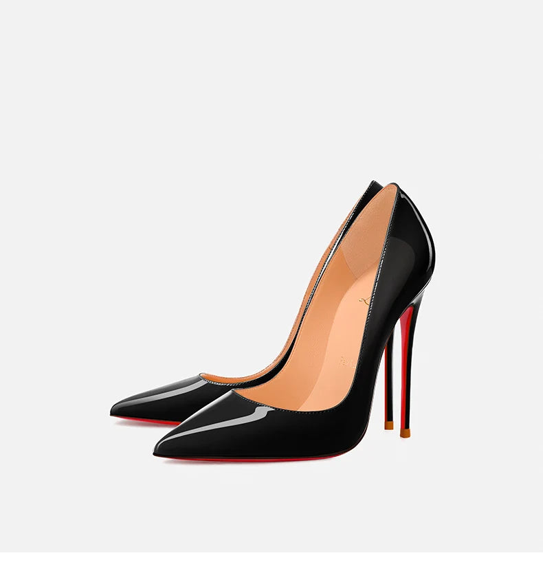 Elegant Black Patent Leather High Heel Pumps for Women