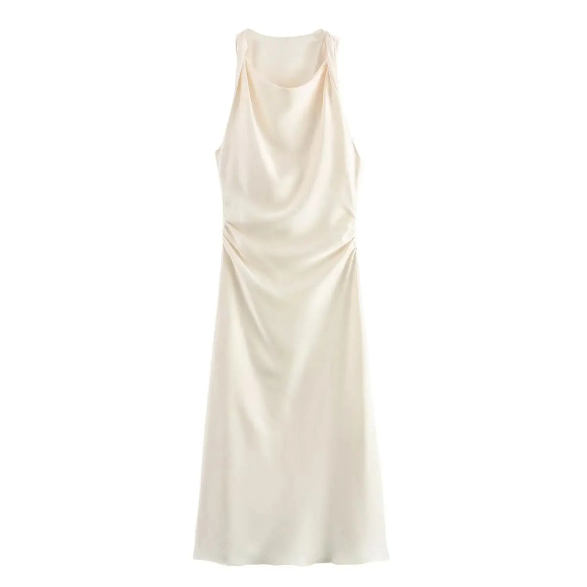 Satin Midi Dress for Women Sleeveless Elegant Evening Dress
