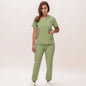 Stretchy V-Neck Nurse Scrub Set Jogger Pants