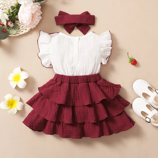 Baby Girl Cotton Red Wine Cupcake Dress