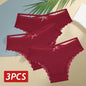 3PCS Women Cotton Lace Brazilian Panties Set S-XL