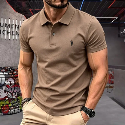 Men's Short Sleeve Polo Shirt Cotton Embroidery Casual
