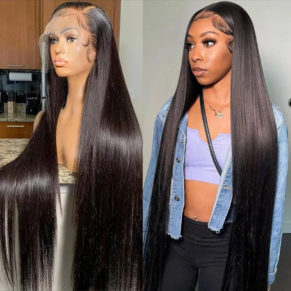 40 Inch Straight Human Hair Lace Front Wig Glueless