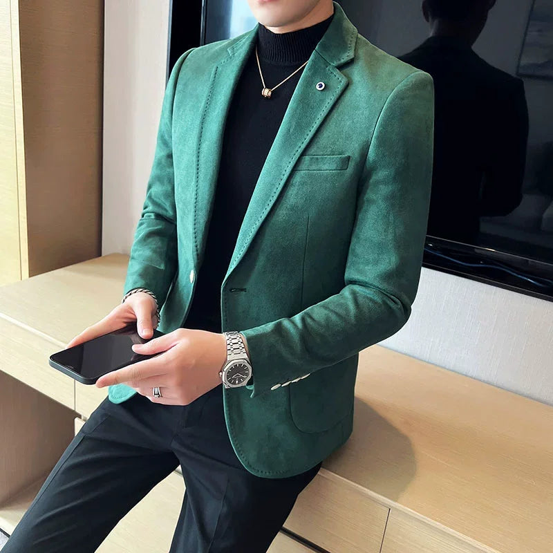 Men's Slim Fit Velvet Blazer Coat for Business and Weddings