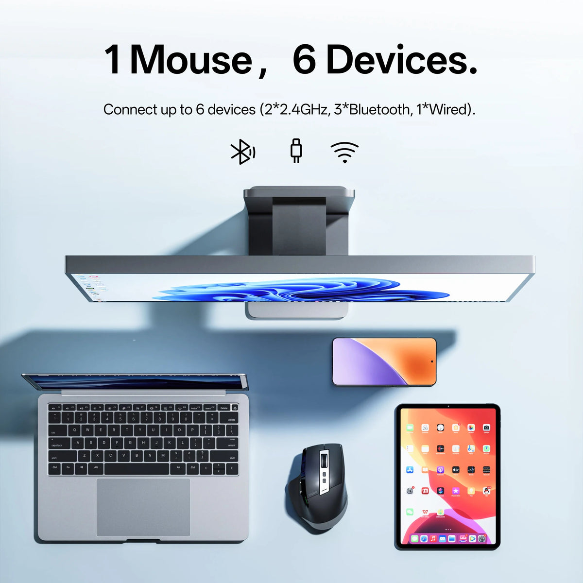 Rapoo MT710L Multi-Mode Ergonomic Wireless Mouse