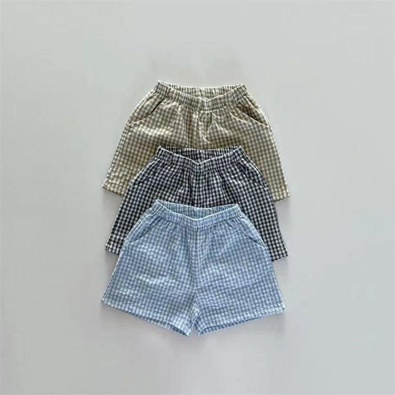 Plaid Cotton Jacket And Shorts Set for Kids