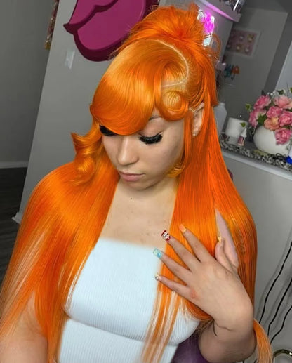 Brazilian Straight Ginger Orange Lace Front Human Hair Wig