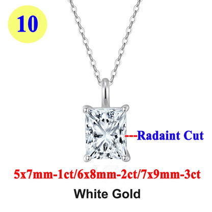 Moissanite Pendant Necklace 18K Gold Plated Women