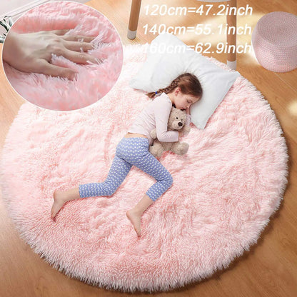 Round Plush Shag Carpet for Kids Room Decor
