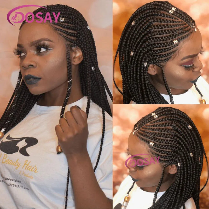 32 Inch Full Lace Front Synthetic Braided Wig Black
