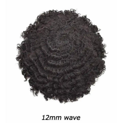 Curly Human Hair Toupee for Men Full PU Natural Color
