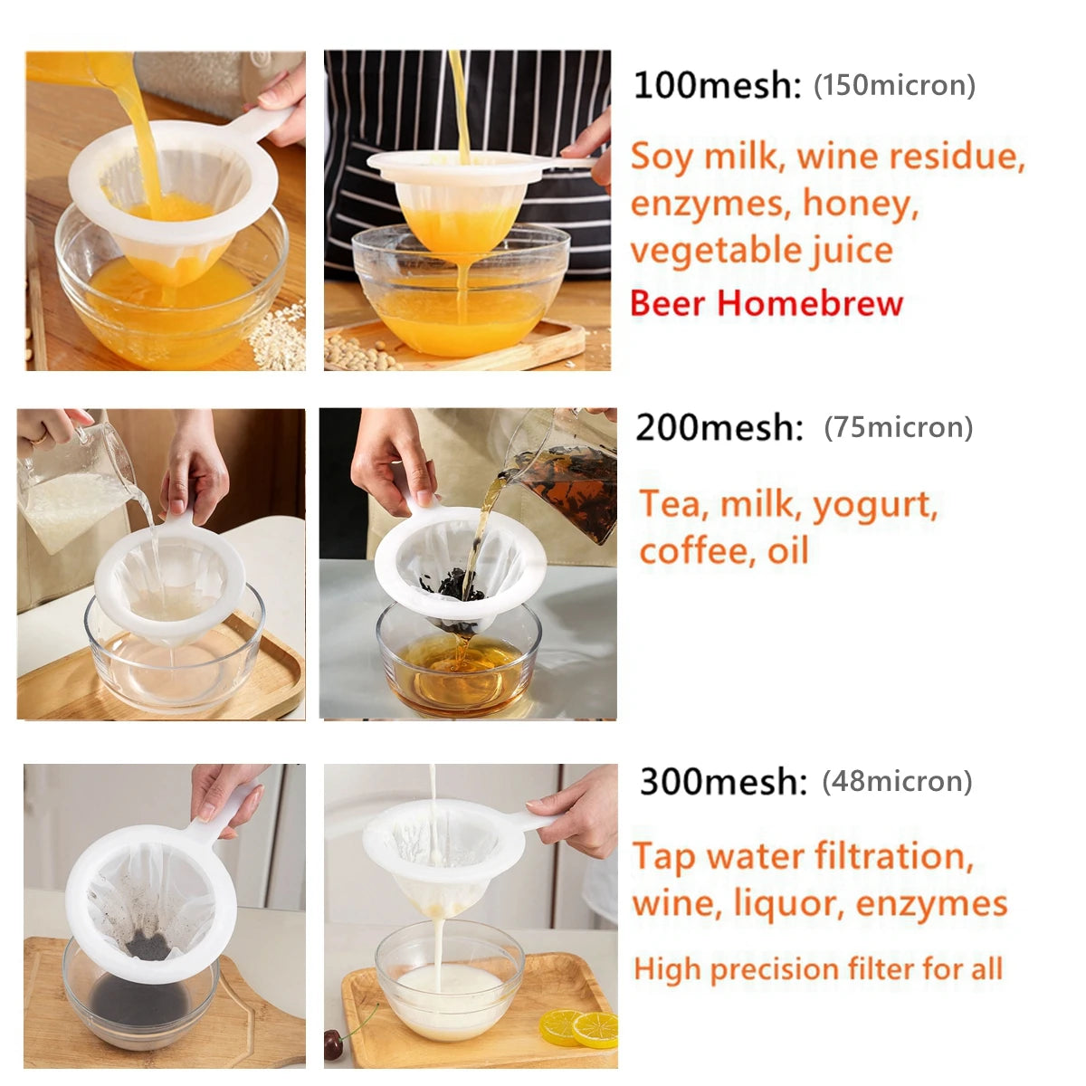 Nylon Mesh Kitchen Nut Milk Filter Spoon