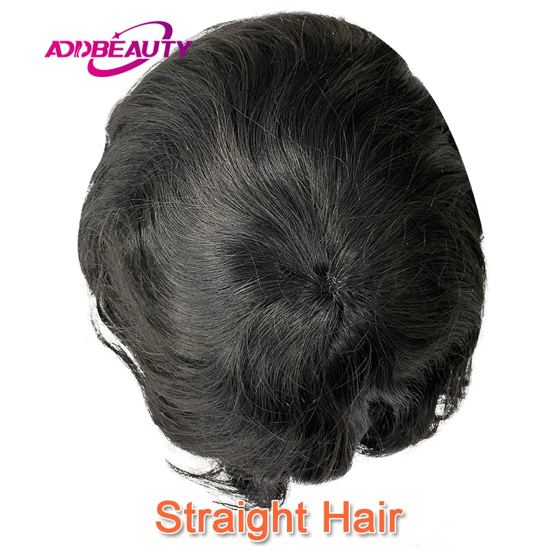 Curly Human Hair Toupee for Men Full PU Natural Color