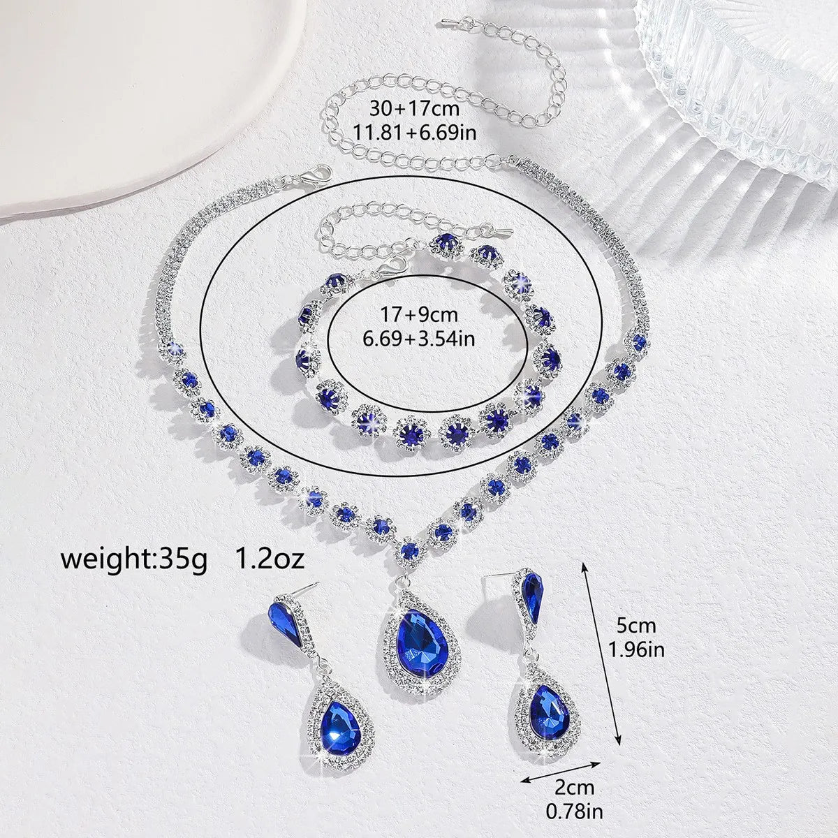 Water Drop Necklace and Earrings Set for Women