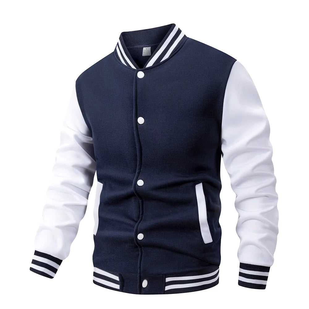 Men's Black And White Varsity Baseball Jacket
