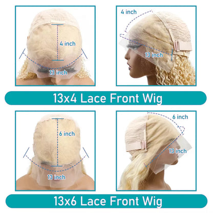 613 13x6 Lace Front Body Wave Human Hair Wig Blonde
