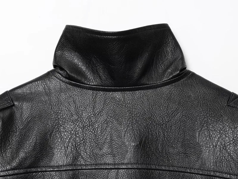 Faux Leather Oversize Bomber Jacket for Women
