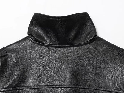 Faux Leather Oversize Bomber Jacket for Women
