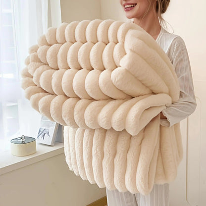 Thickened Wide Striped Flannel Blanket for Sofa and Bed