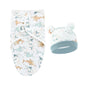 Cartoon Printed Cotton Baby Blanket Hat Set
