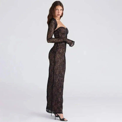 Lace Slim Bodycon Maxi Dress for Women
