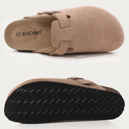 Genuine Leather Clogs with Cork Footbed for Women