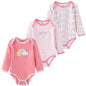 Kiddiezoom 3 Pcs Cotton Long Sleeve Baby Bodysuit