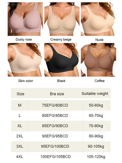 Wireless Push-Up Bra for Women, Soft Nylon Seamless Underwear