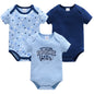 Baby Boy Summer Cotton Bodysuit Set Blue Grey Tie Print