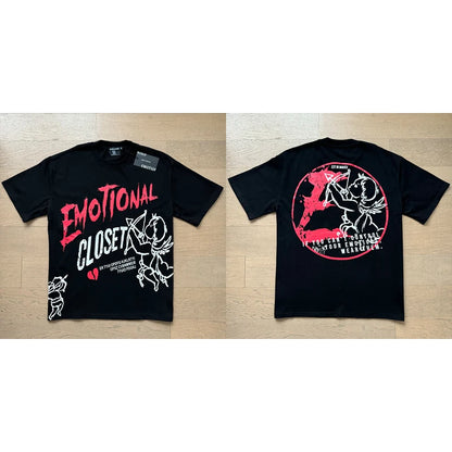 Mixed Emotion Cotton T-Shirt for Couples with Angel Print