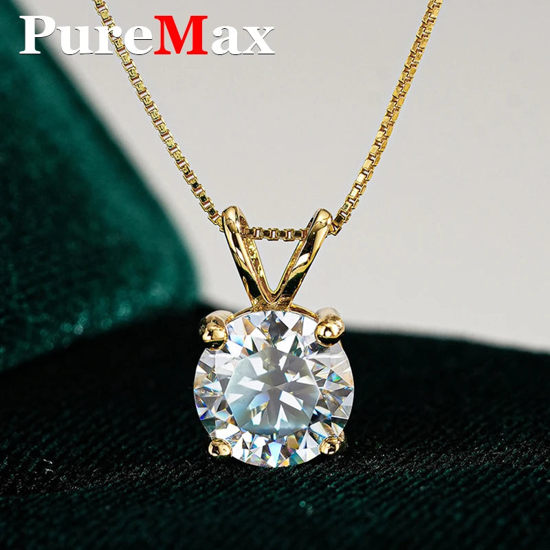 Moissanite Pendant Necklace 18K Gold Plated Women