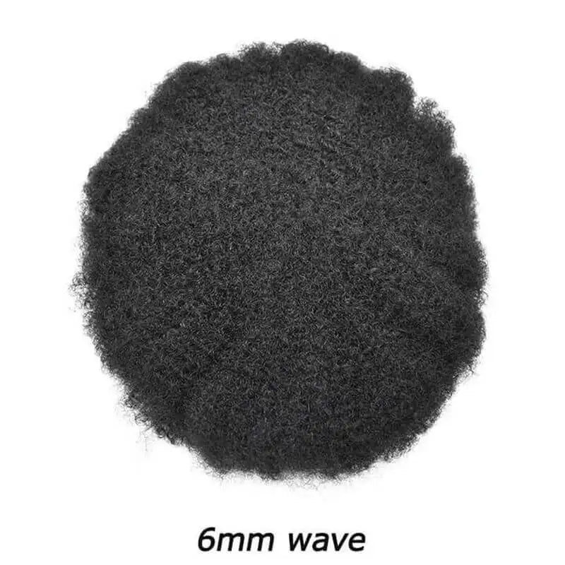 Curly Human Hair Toupee for Men Full PU Natural Color