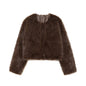 Women's Faux Fur Round Neck Short Jacket
