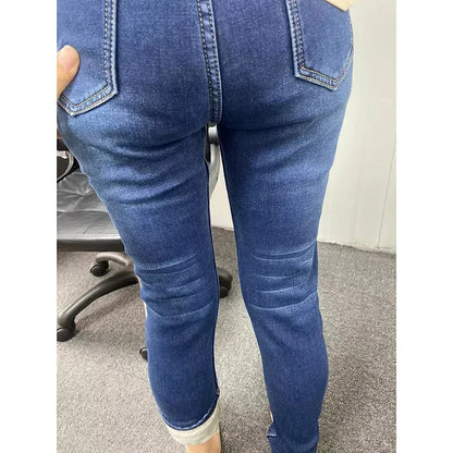 Women's Winter Plush Stretch Skinny Jeans