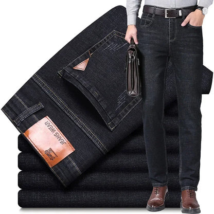 Men's Black Blue Stretch Jeans Casual Slim Fit Trousers