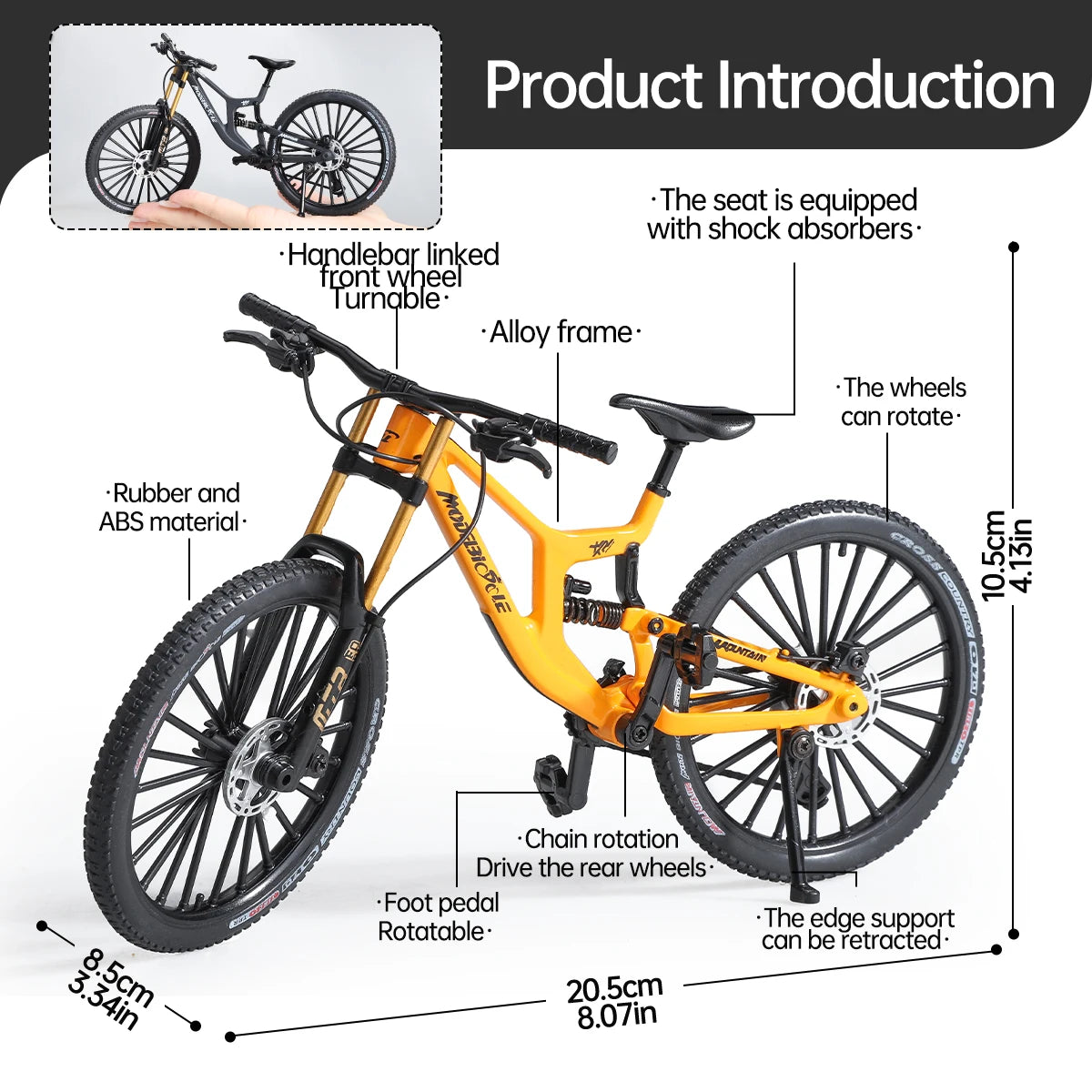 1:8 Alloy Mountain Bike Model with Realistic Gears