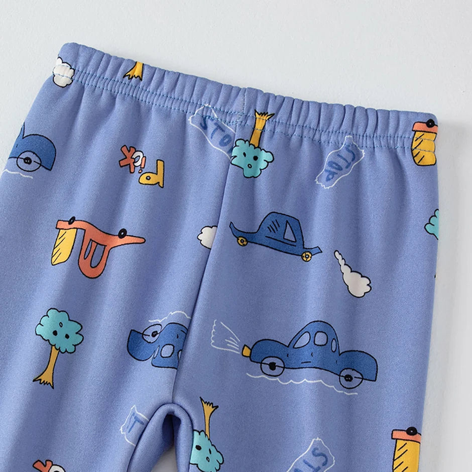 Children's Cartoon Printed Thick Warm Underwear Set