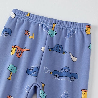 Children's Cartoon Printed Thick Warm Underwear Set
