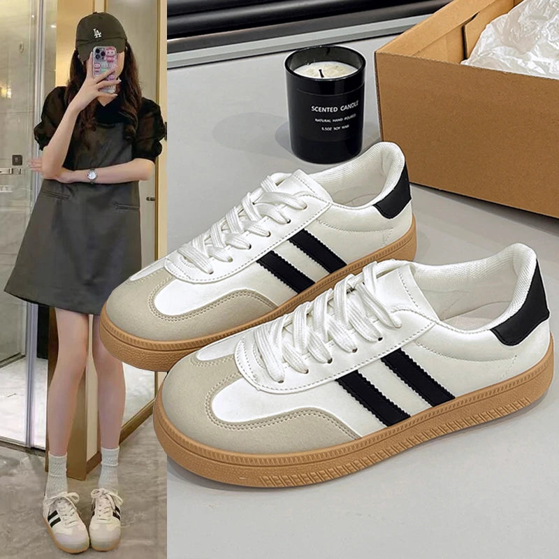 Women Lace-Up Casual Sneakers Breathable Tennis Shoes