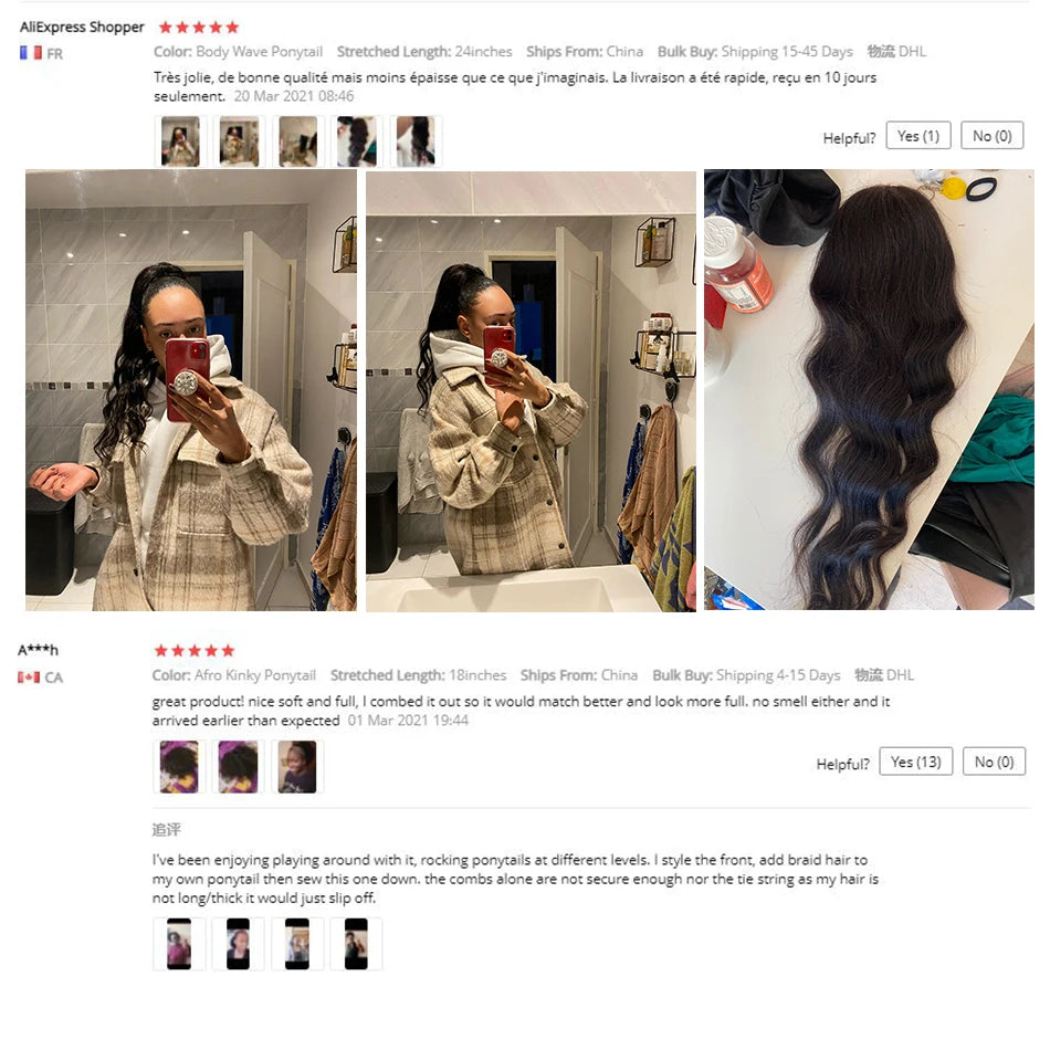 Mongolian Afro Kinky Curly Clip-In Ponytail Extension