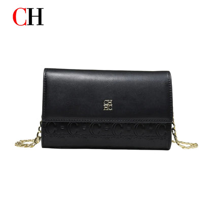 CH Women PU Leather Crossbody Bag with Metal Chain